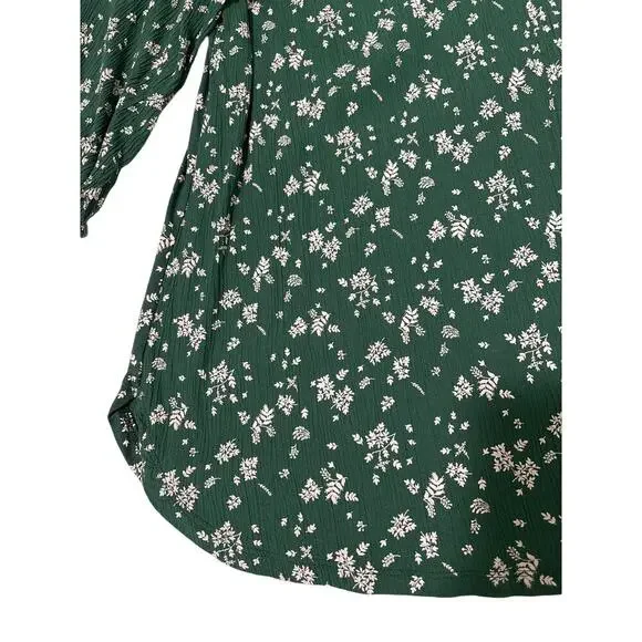 Lane Bryant top 3/4 sleeves V-neck green leaves size 14/16 spring school casual - Picture 4 of 9